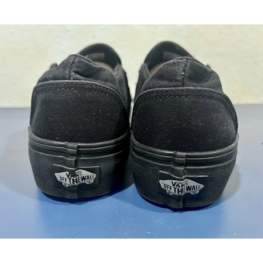 Vans Asher Classic Slip On Skate Shoes Blackout Triple Black  Wms 9 Barely Worn